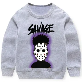 3Forty Inc Kids Savage Mask Crewneck Fleece (Heather Grey)