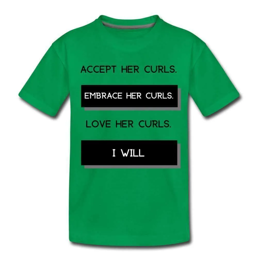 Accept Her Curls Boys T-Shirt (Black Print)