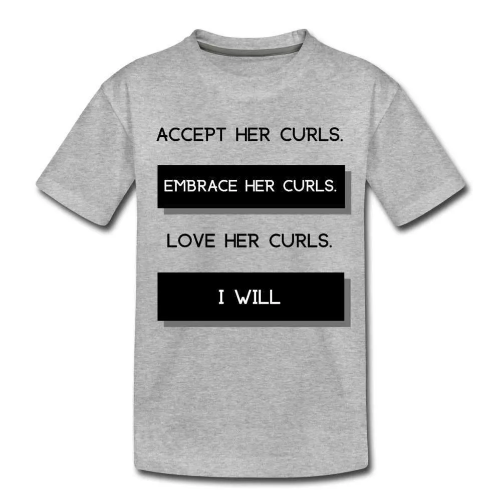 Accept Her Curls Boys T-Shirt (Black Print)