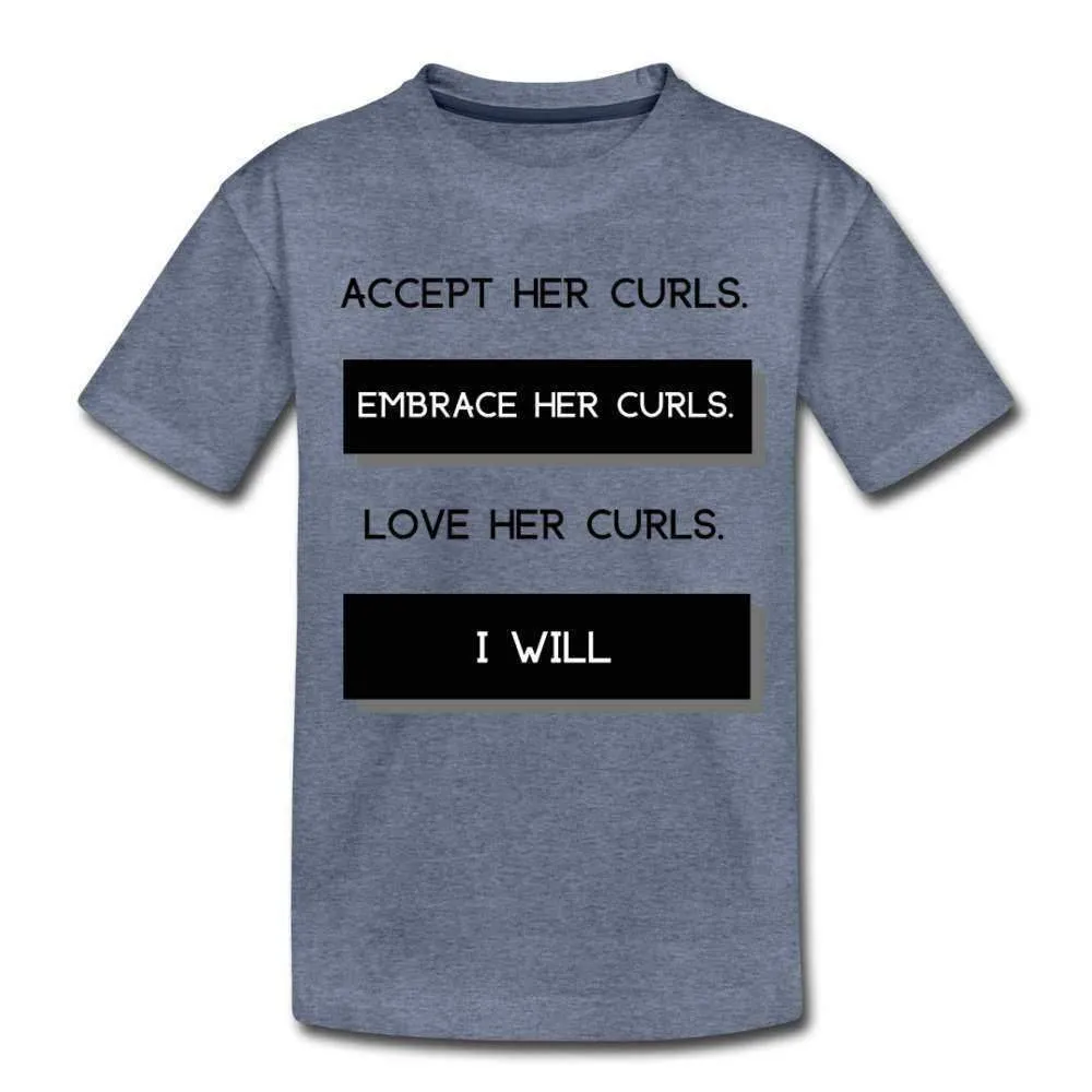 Accept Her Curls Boys T-Shirt (Black Print)