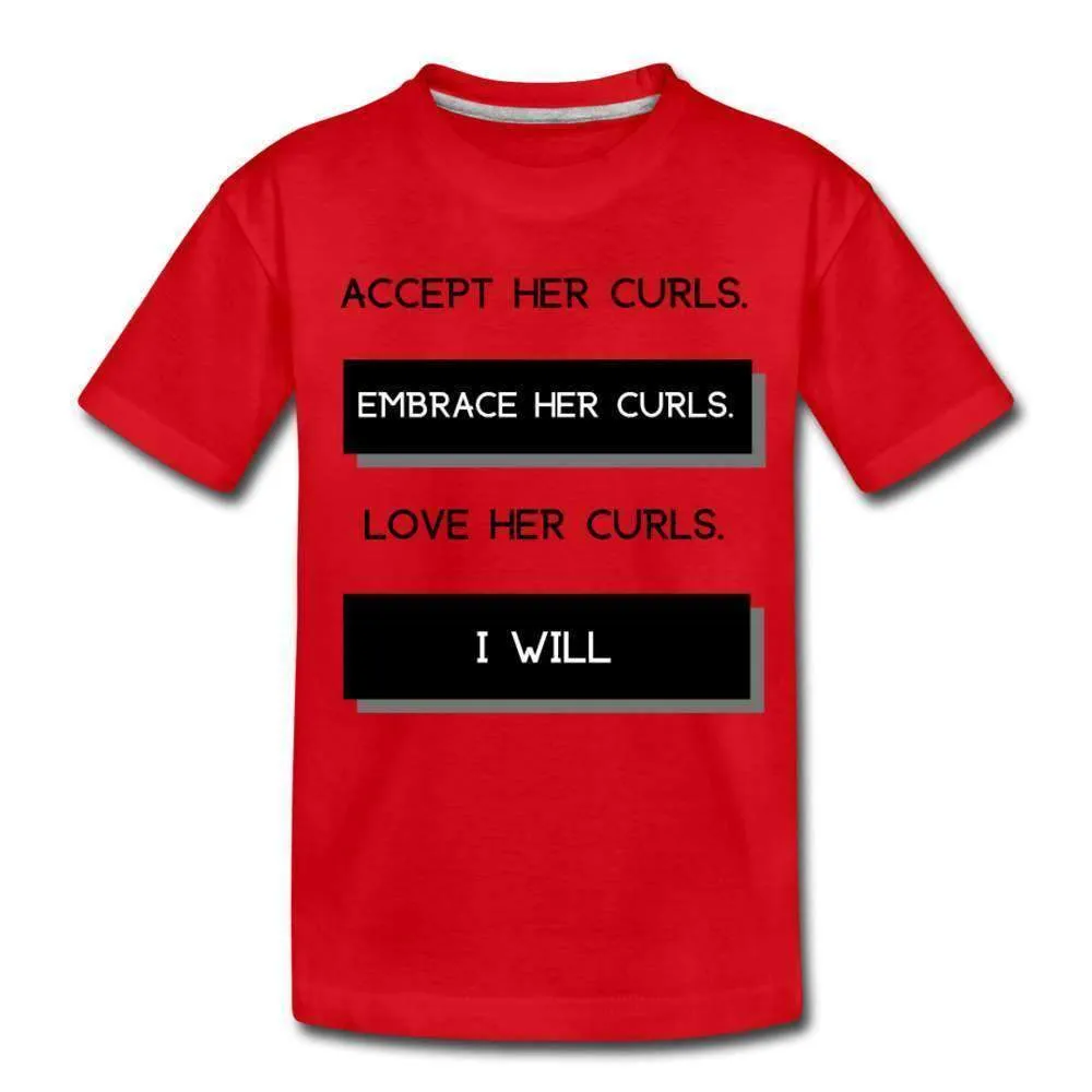 Accept Her Curls Boys T-Shirt (Black Print)