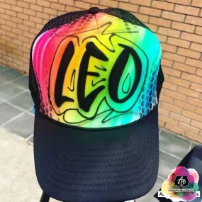 Airbrush Rainbow Hat Design