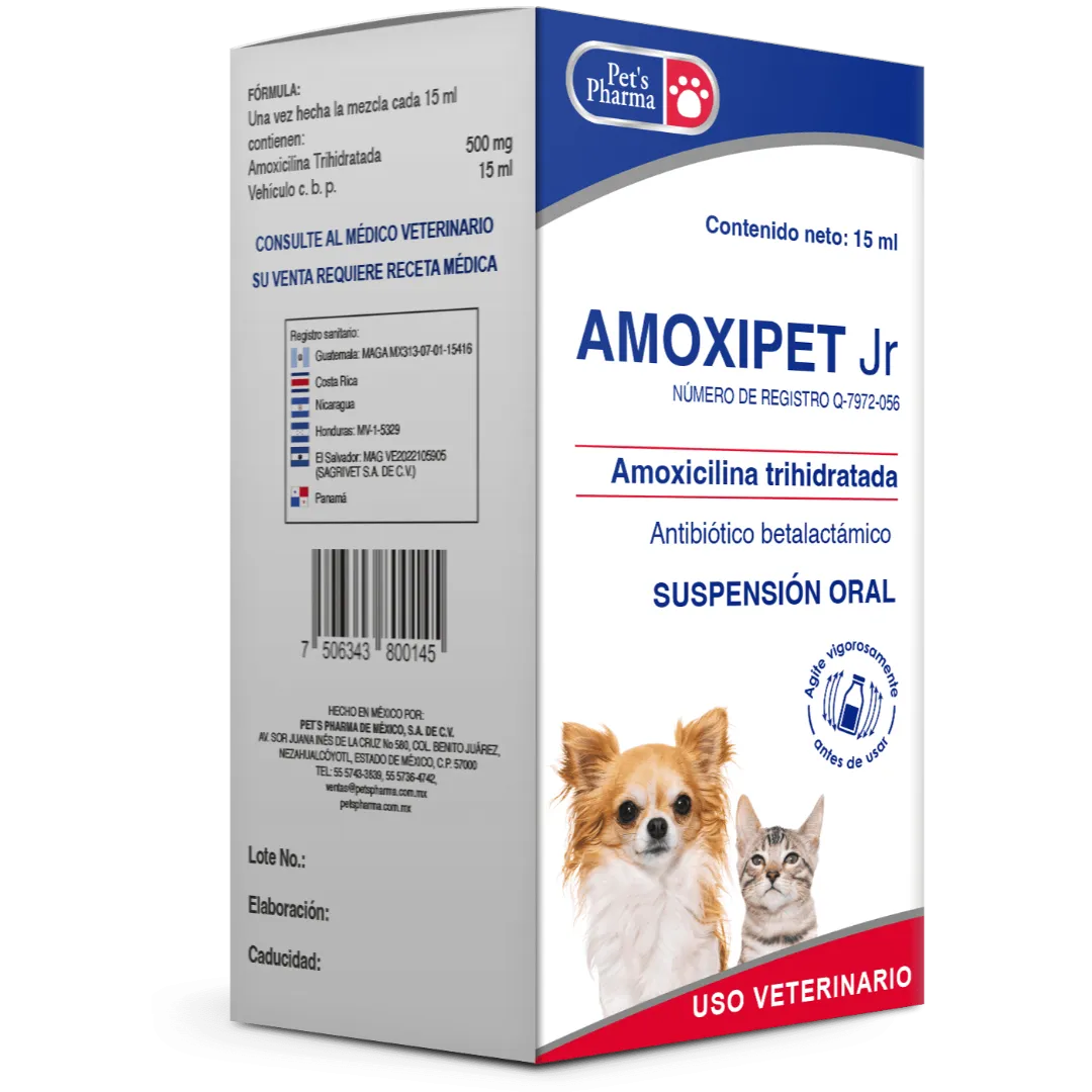 Amoxipet Jr Solución Oral 15ml - Pet's Pharma