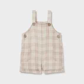 Aster & Oak Taupe Gingham Overalls - Taupe