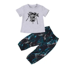 Baby and Toddler Boys Tropical Vibes Shirt and Pant Set Palm Tree Shirt and Pants