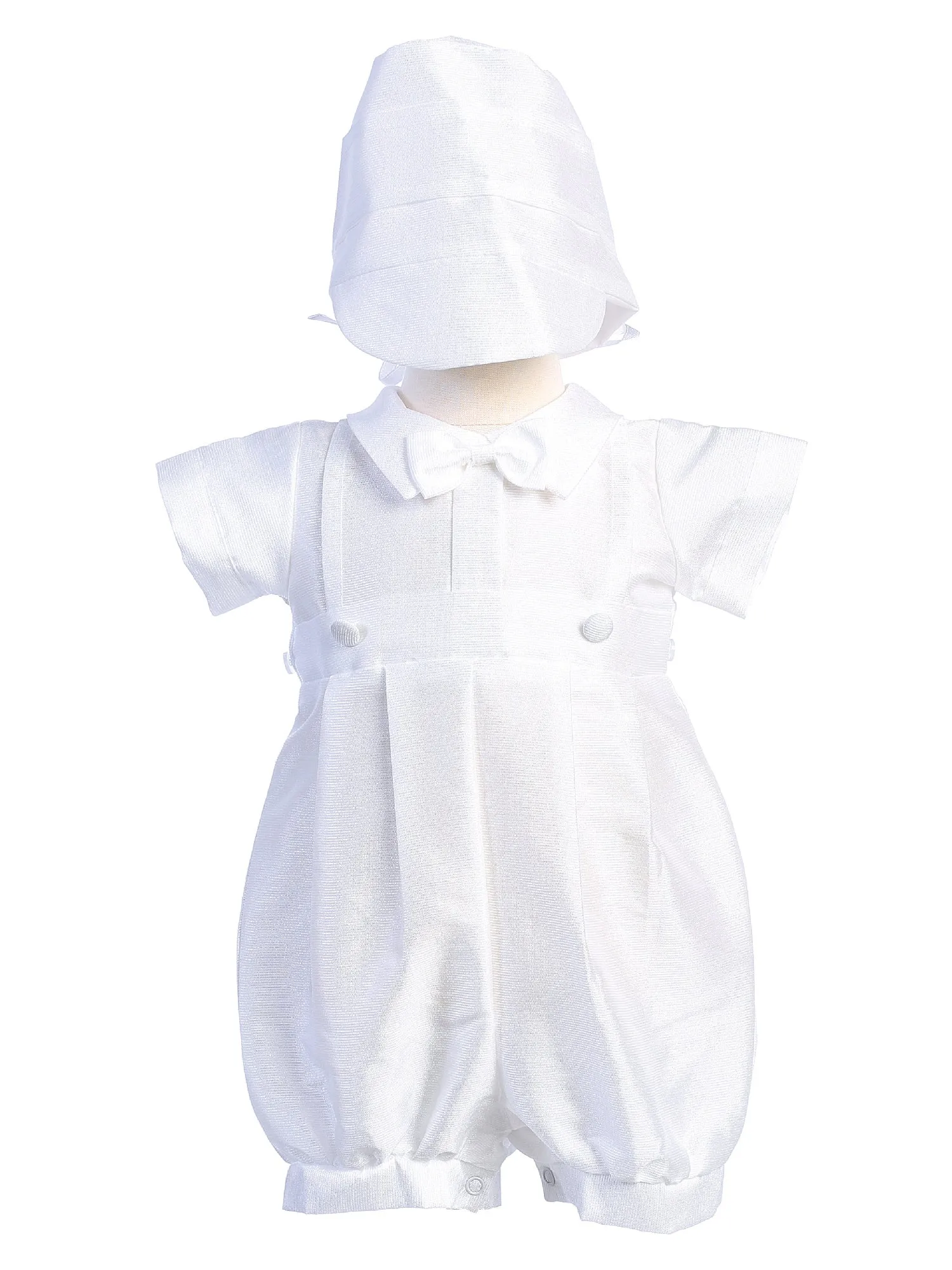 Baby Boys White Poly Bengaline Romper Gown Christening Outfit 0-24 Months