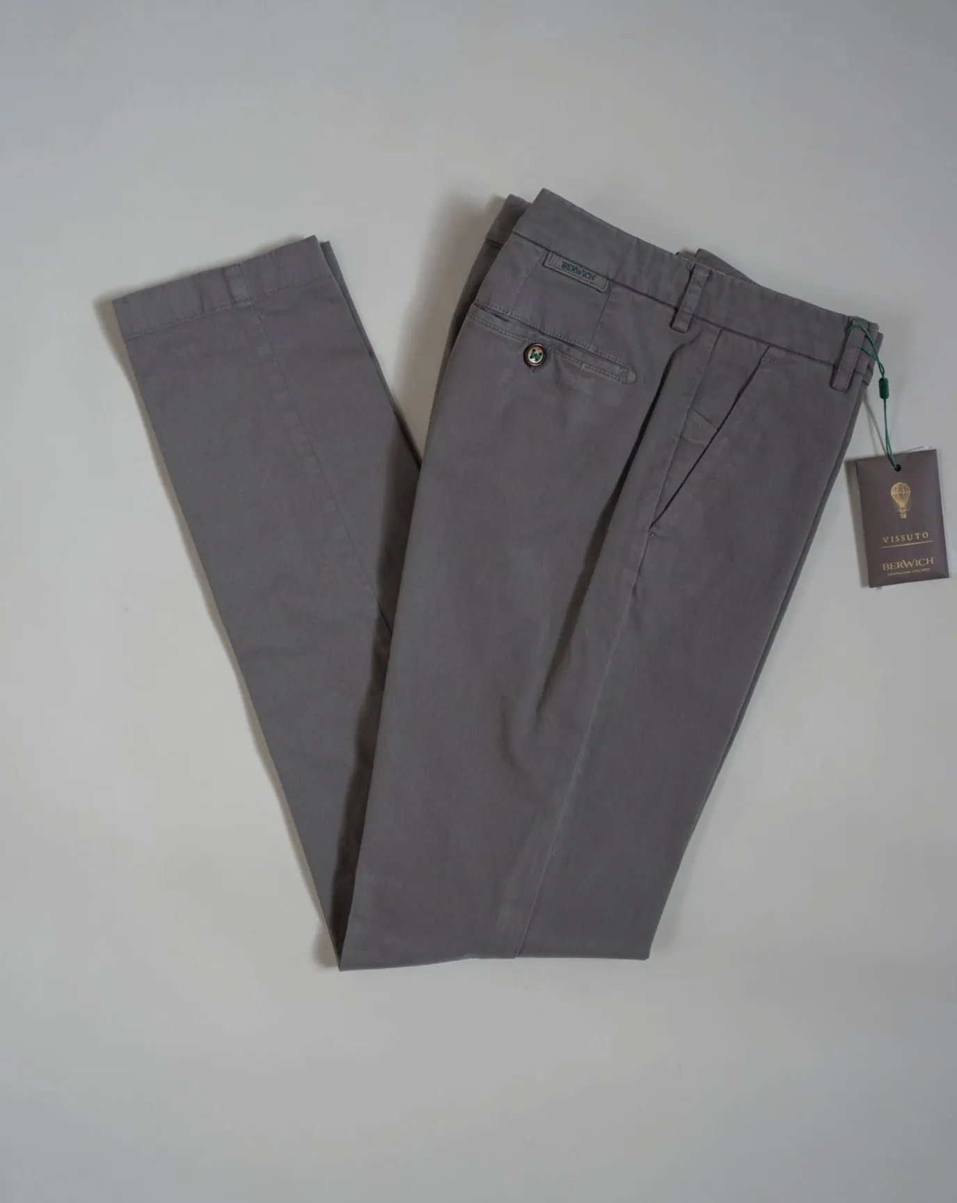 Berwich Morello Garment Dyed Chinos / Bitume / Grey