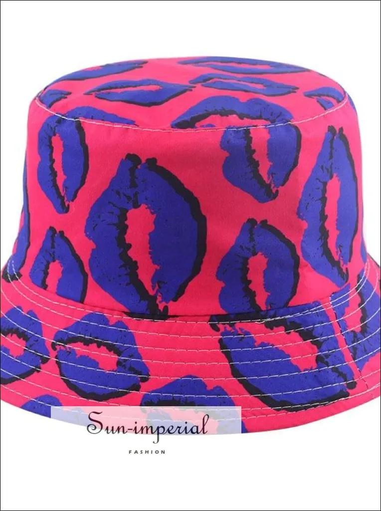 Black function Print Reversible Black White Cow Pattern Women Bucket Hat