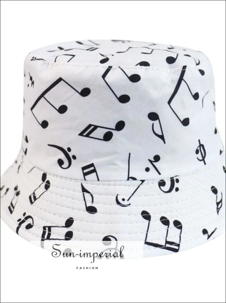 Black function Print Reversible Black White Cow Pattern Women Bucket Hat