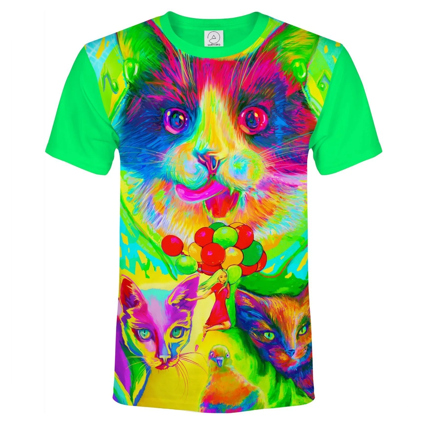 Blacklight Psychedelic T Shirt Glow Cats Cats Cats