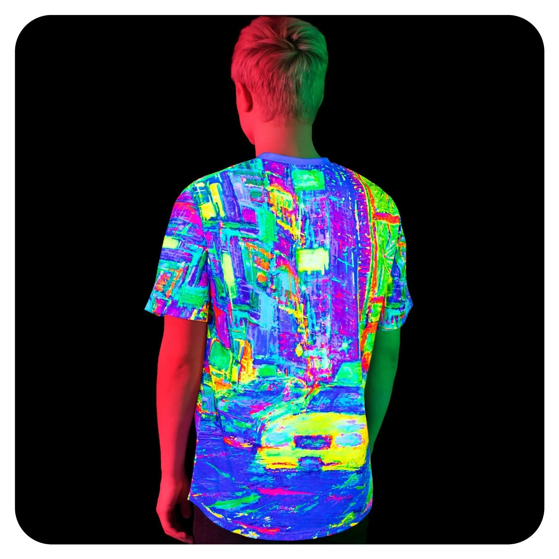 Blacklight Rave Tshirt Yellow Cab Glow in UV Fluorescent