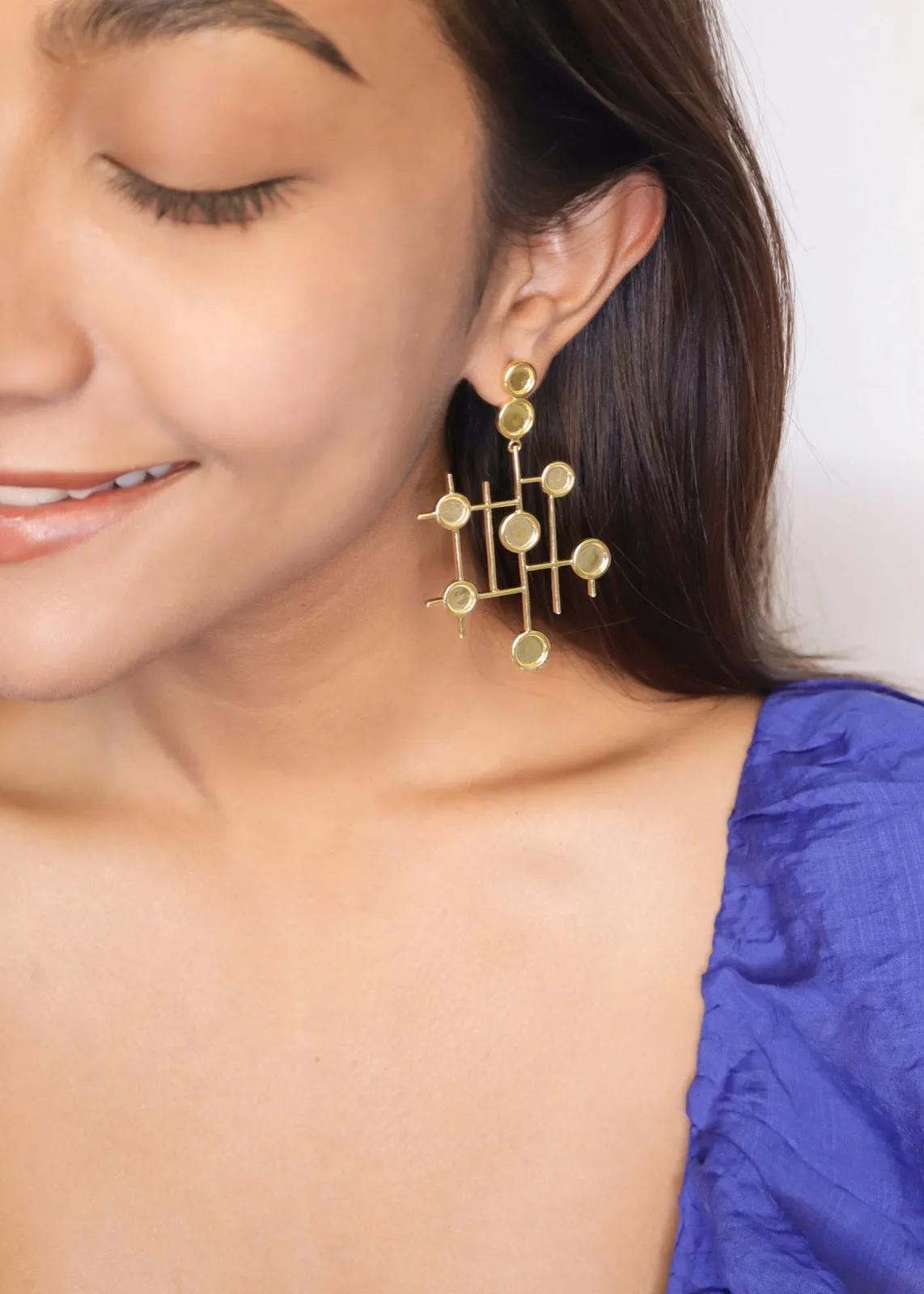 Brass - Cross & Nought Earrings