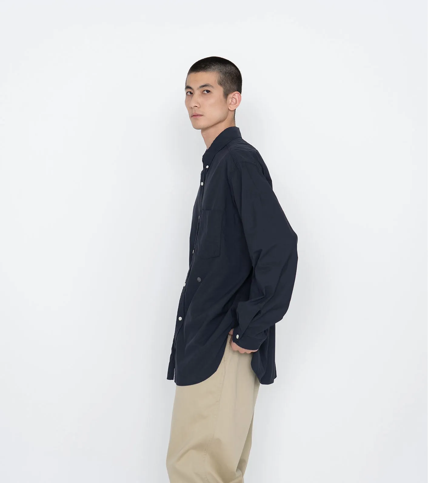 Button Down Wind Shirt - Dark Navy