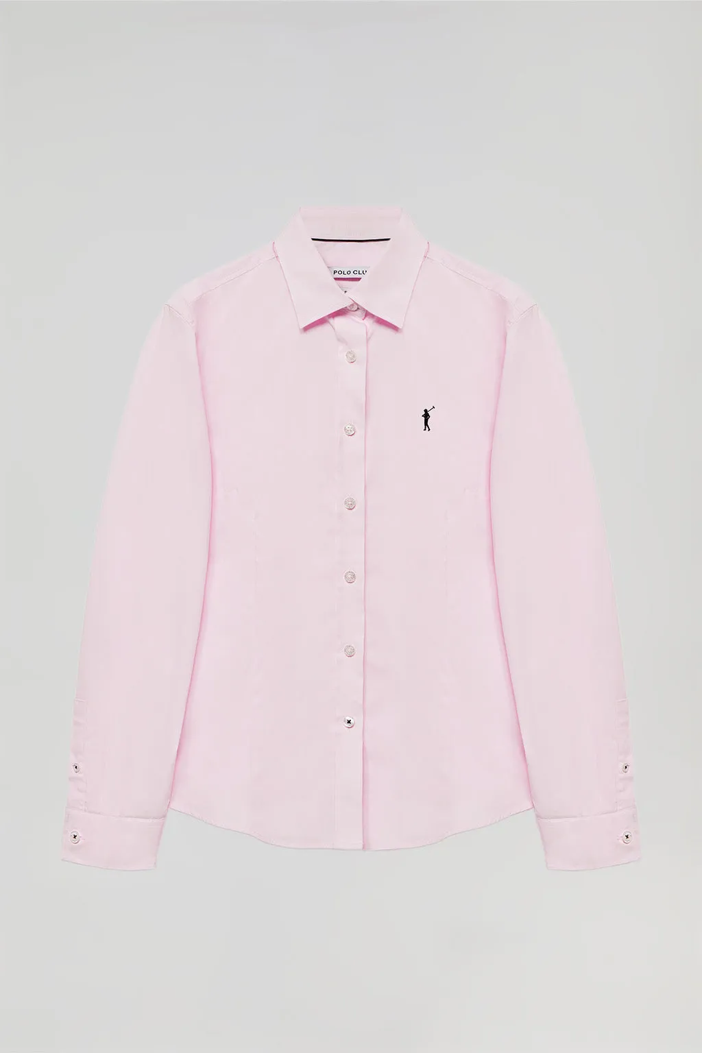 Camisa de popelín Slim Fit rosa con bordado Rigby Go