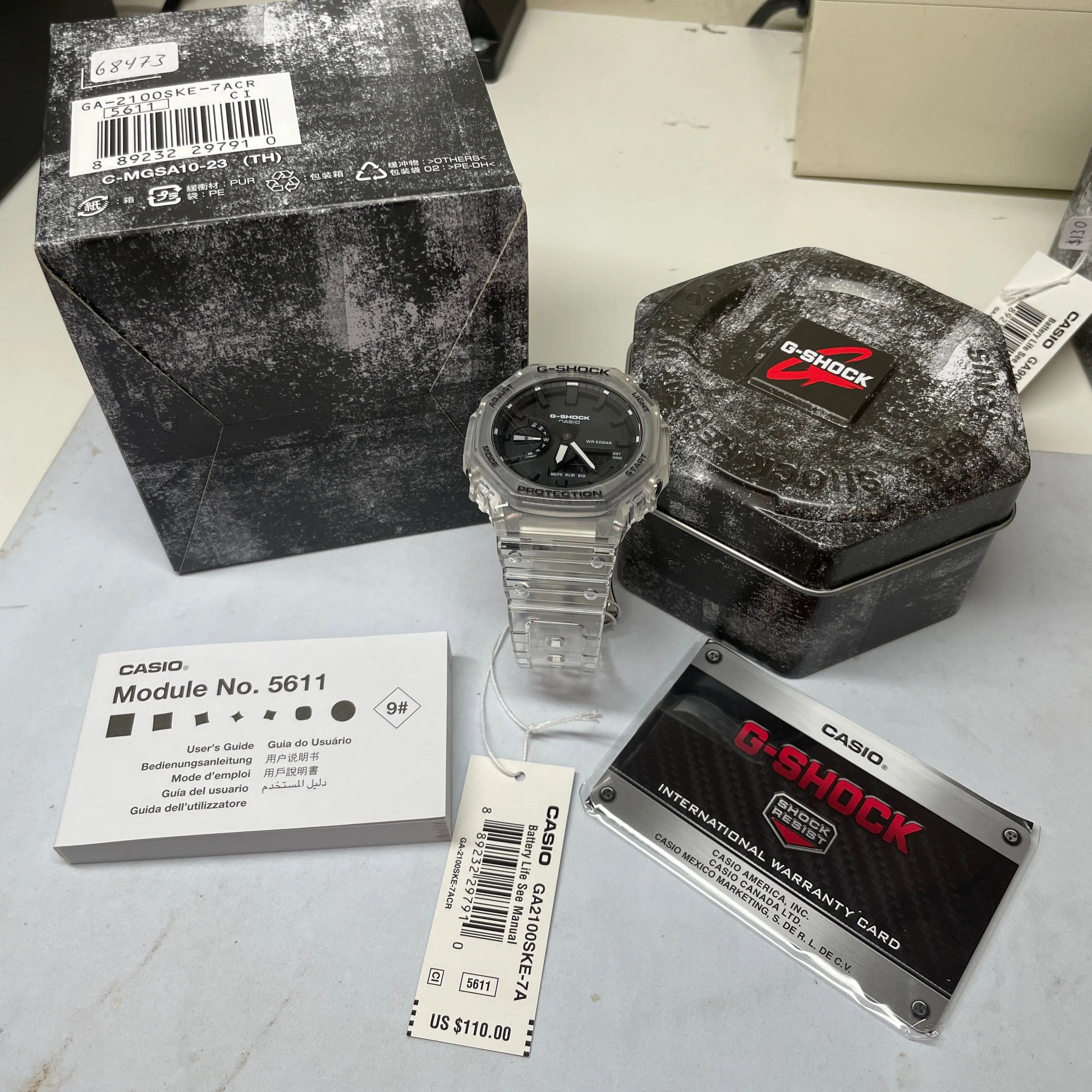 Casio G-Shock GA2100SKE-7A Transparent Clear Jelly 2100 Series