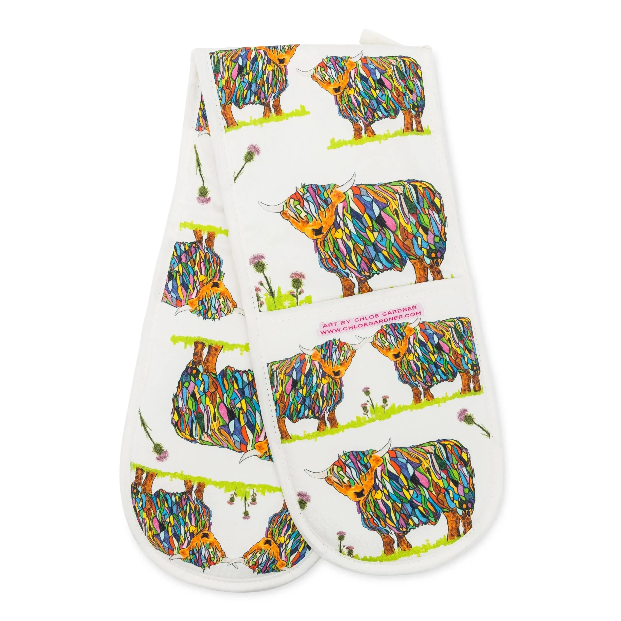 Chloe Gardner Bright Highland Cow Oven Gloves