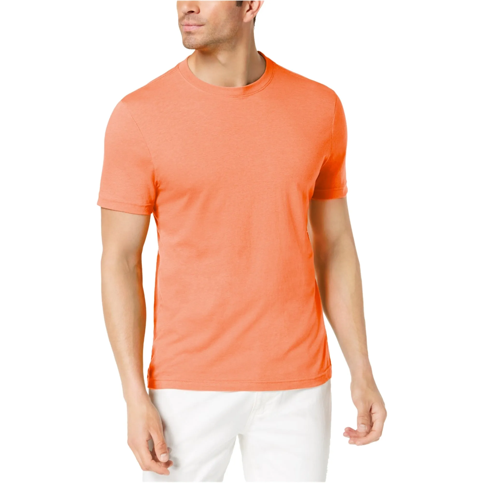 Club Room Men's Performance Crew Neck Cotton T-Shirt, Exotic Orange, M