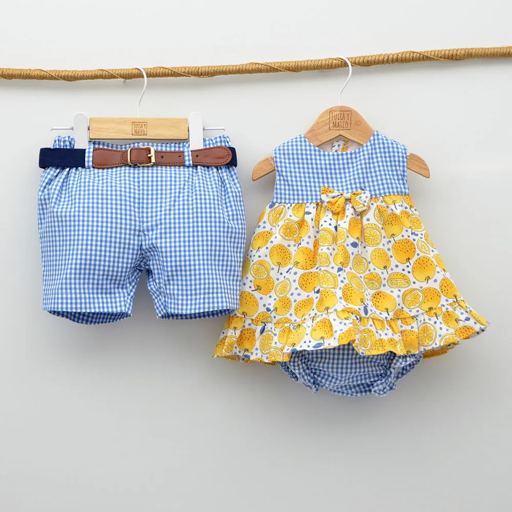 Conjunto Nio Lemon con camisa y pantalón con cinturón