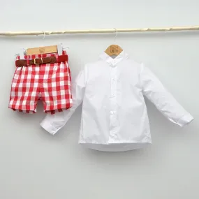 Conjunto Nio Niza con camisa y pantalón vichy con cinturón