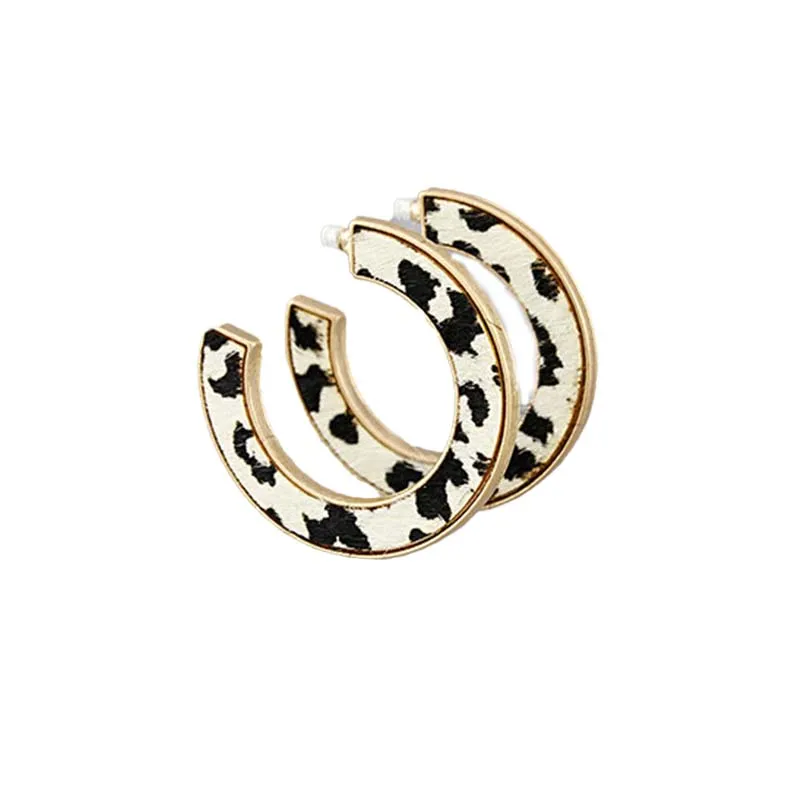 Cow Print Open Hoop Earrings