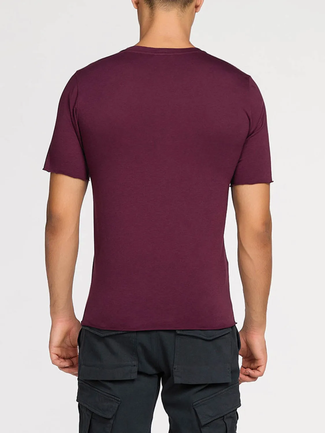 Deconstructed Crew Neck T-Shirt Burgundy