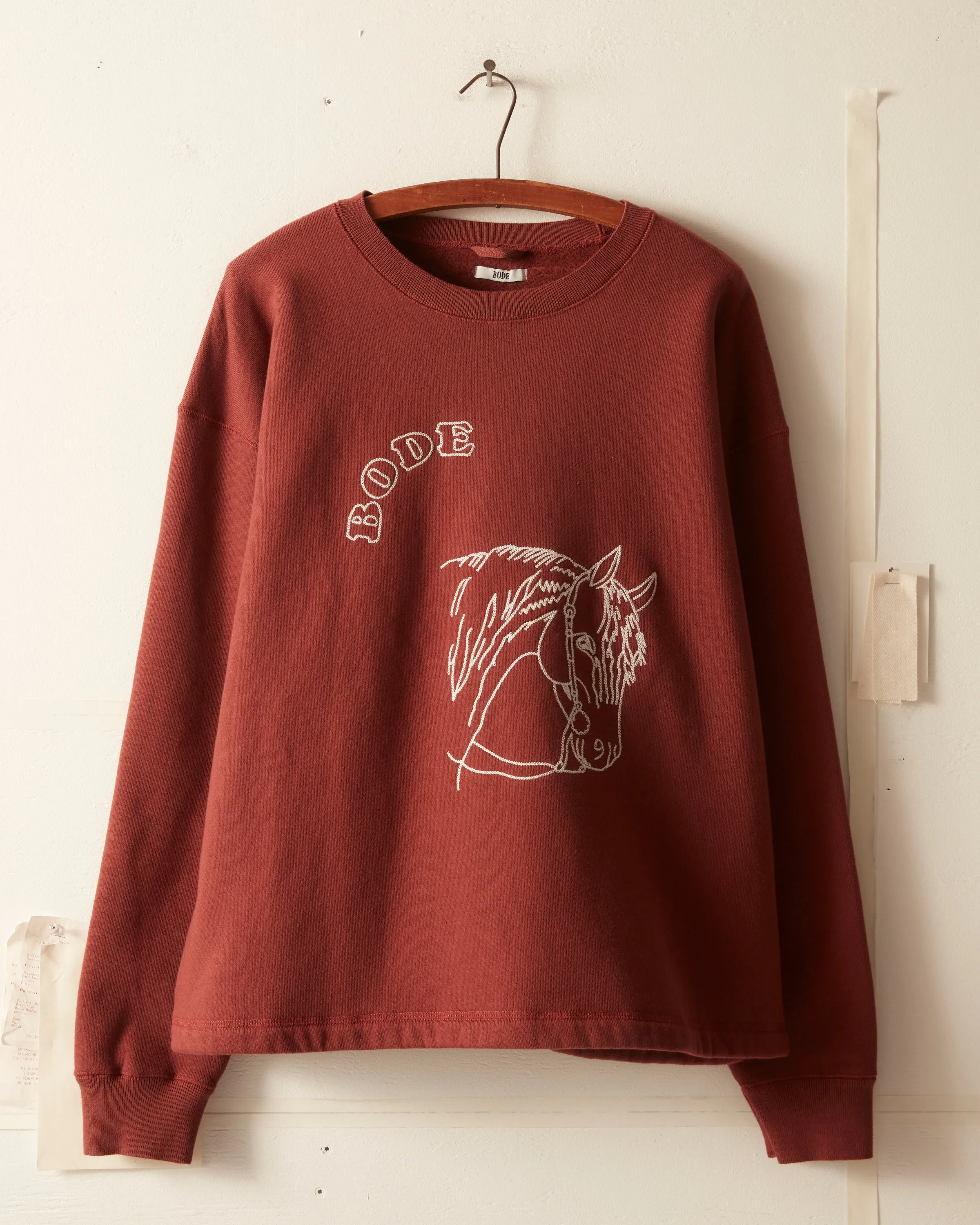 Embroidered Pony Crewneck - Brown