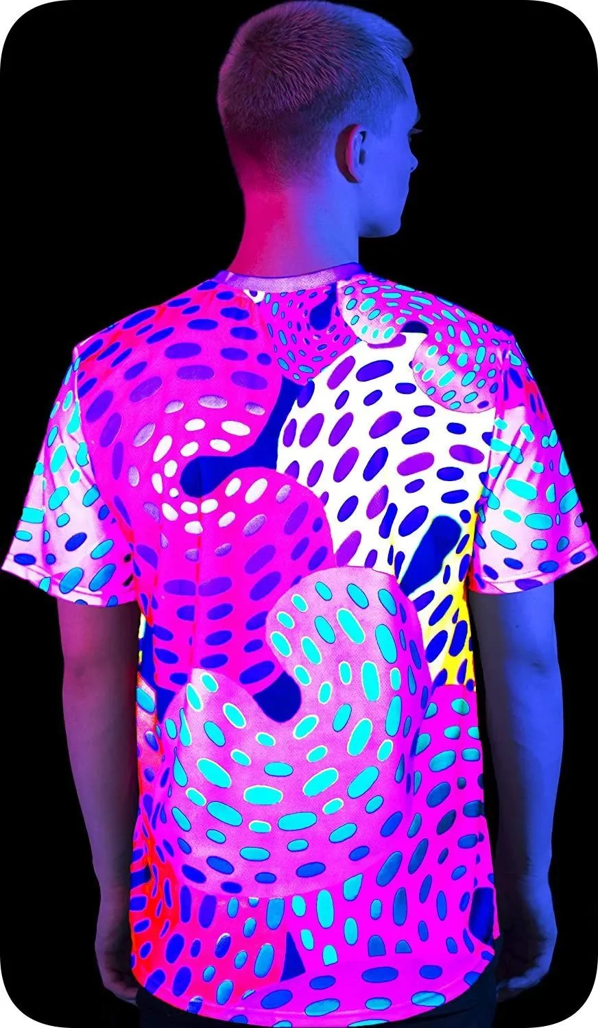 Fluorescent Print T-Shirt Glow in UV Fluorescent Grand Donut