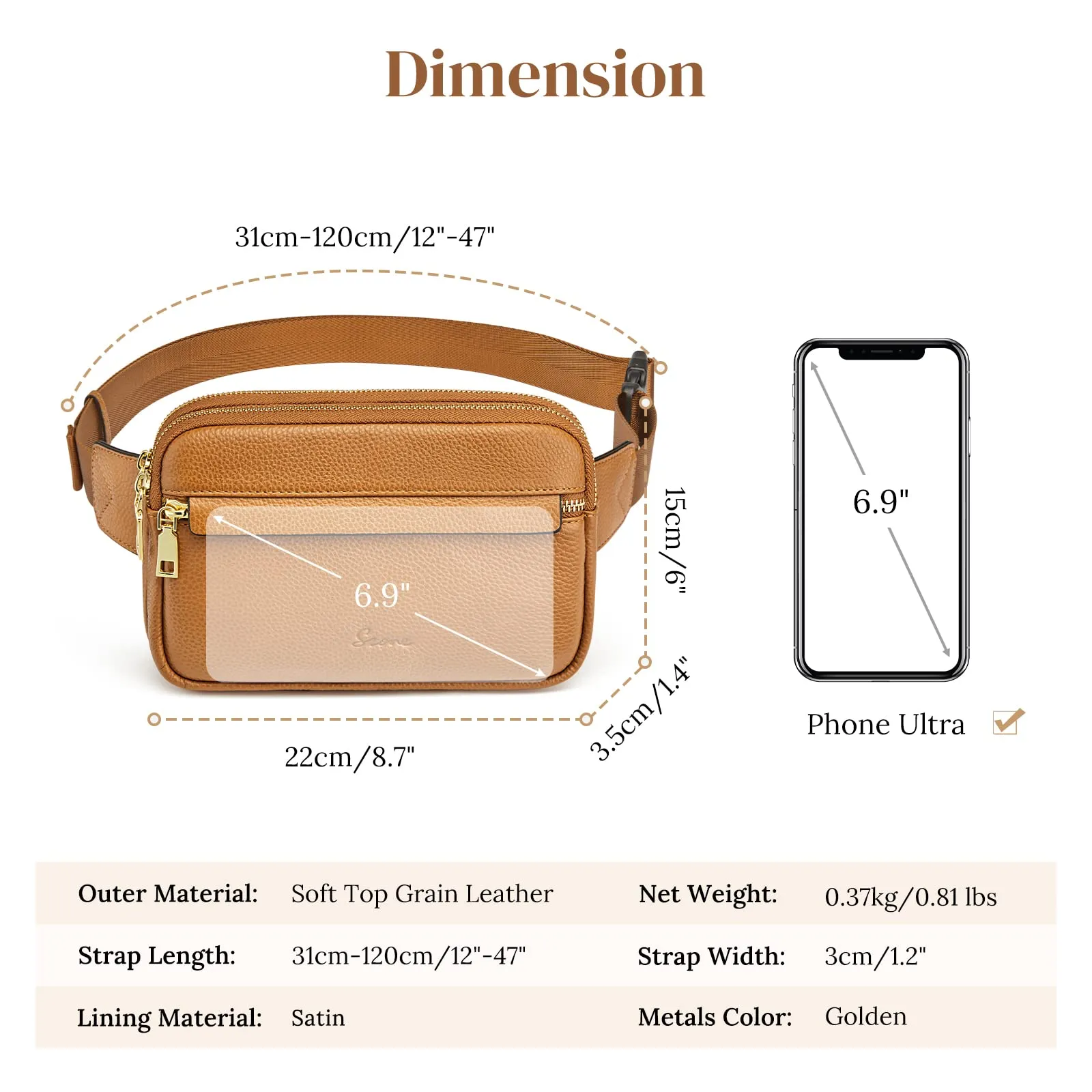 Genuine Leather RFID Blocking Waist Belt Bags