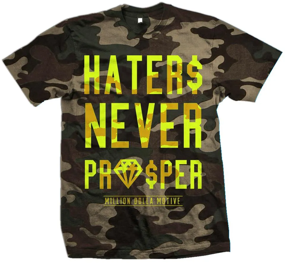 Haters Never Prosper - Volt Camo on Forest Green Camo T-Shirt