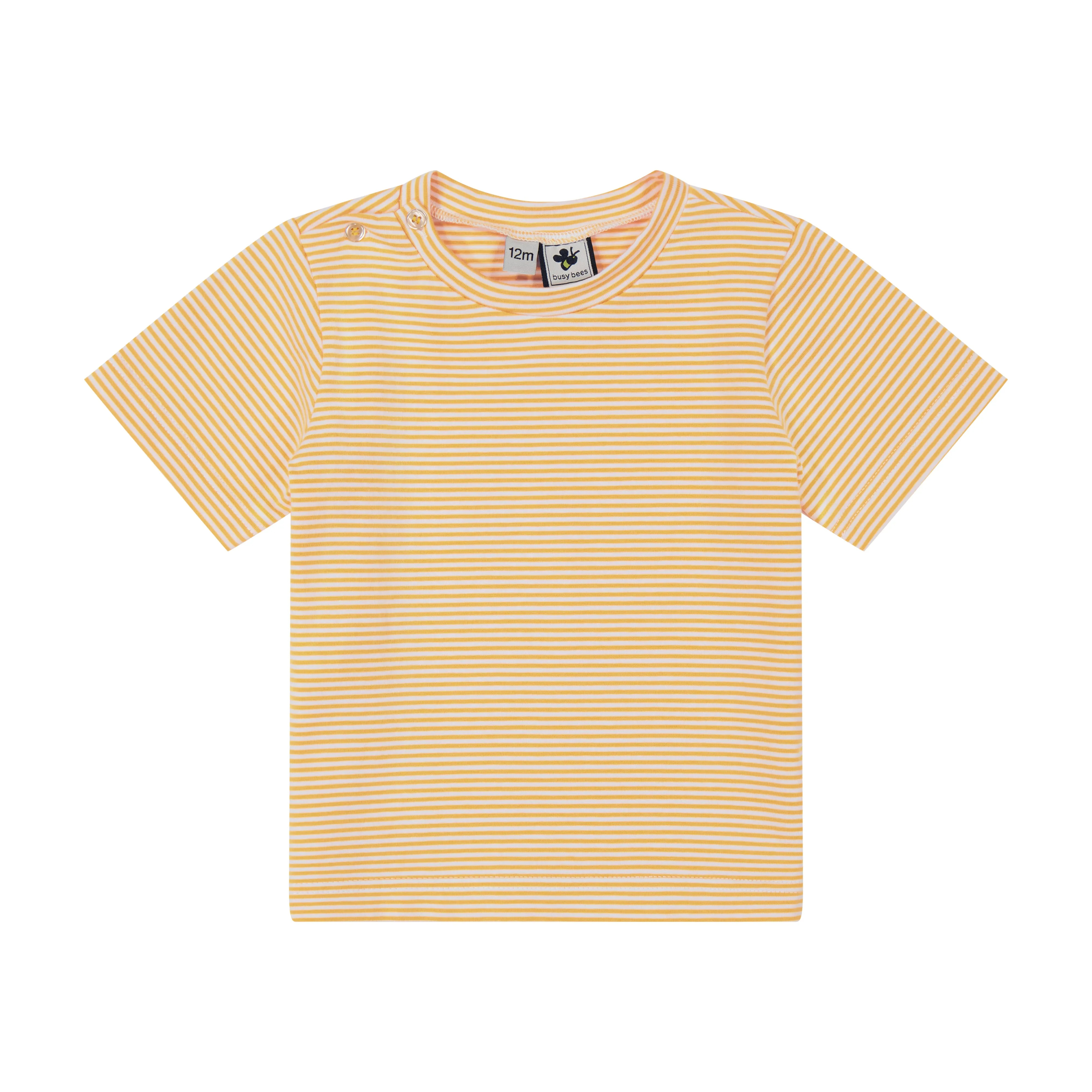 Henry Boys Button Shoulder Tee Mini Yellow Stripe Knit