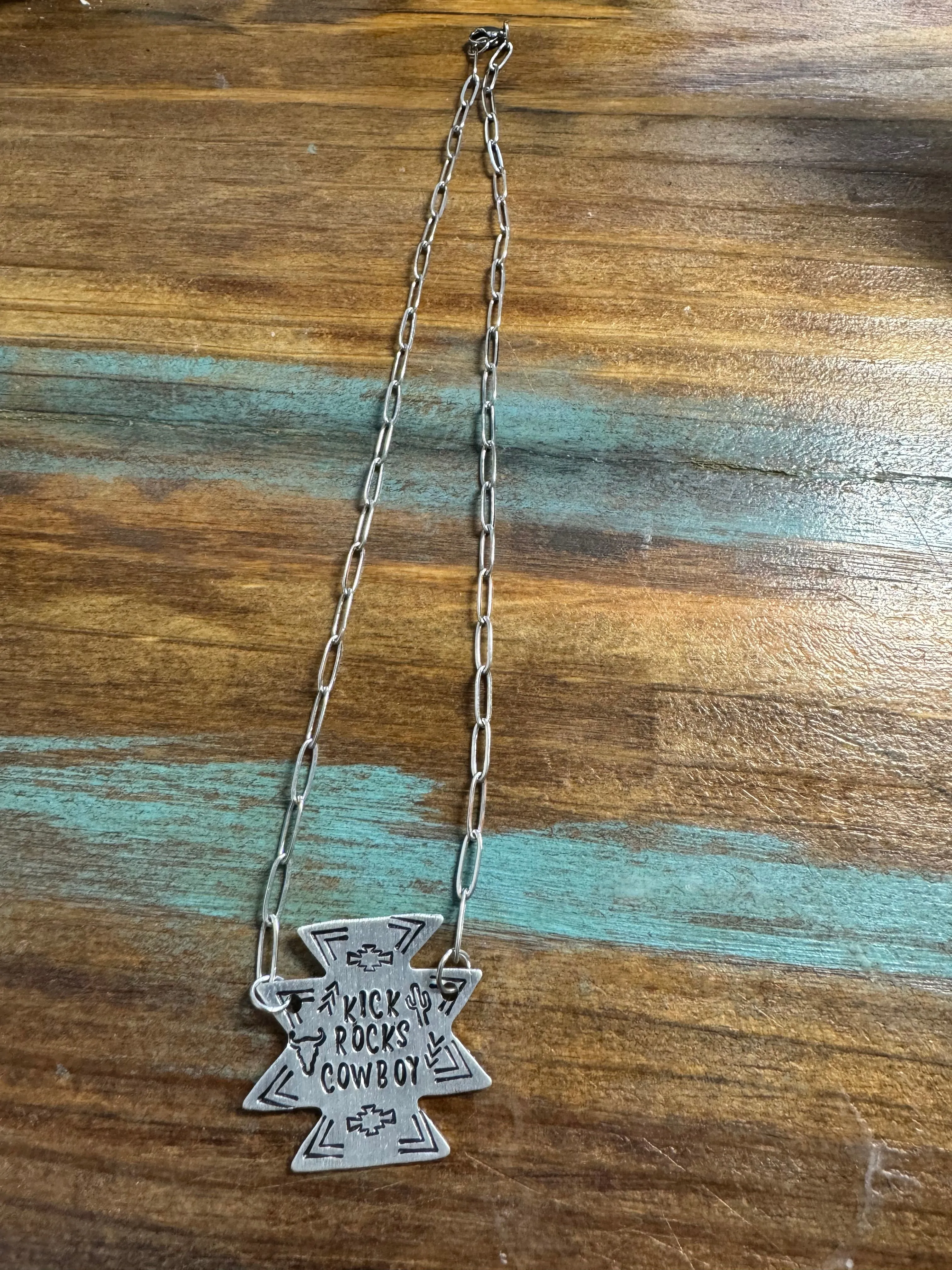 Kick Rocks Engraved Aztec Necklace