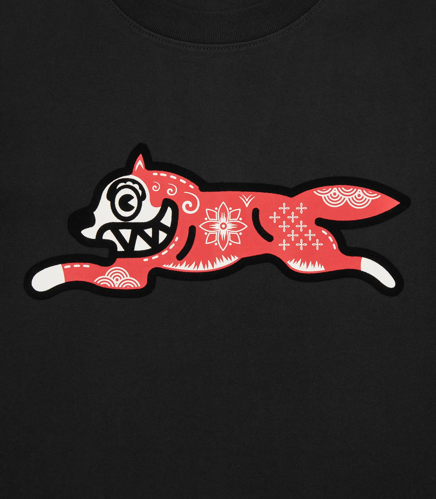 KIRIGAMI FLOCK RUNNING DOG T-SHIRT - BLACK