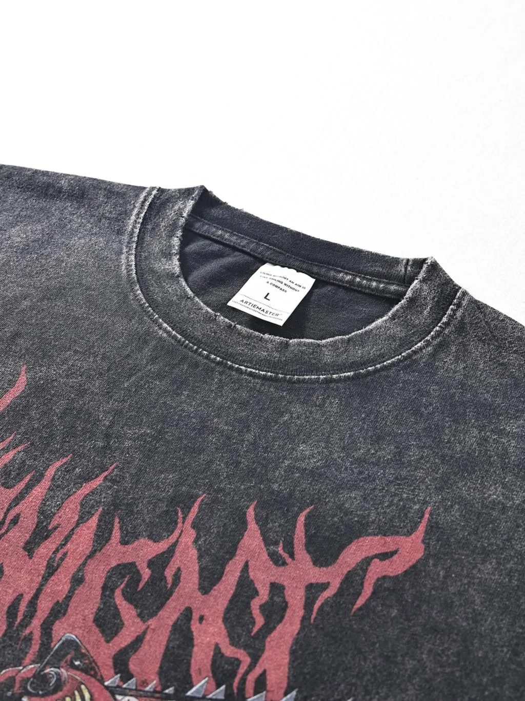 Midnight Anime Graphic Acid Wash T-Shirt