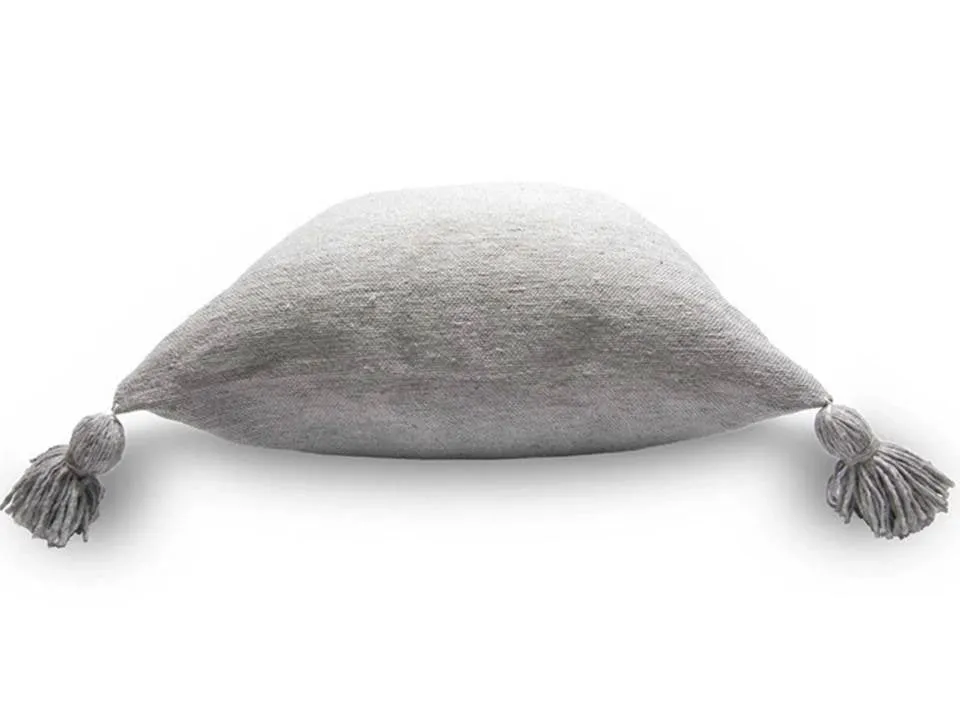 Moroccan PomPom Pillow Cover - Grey