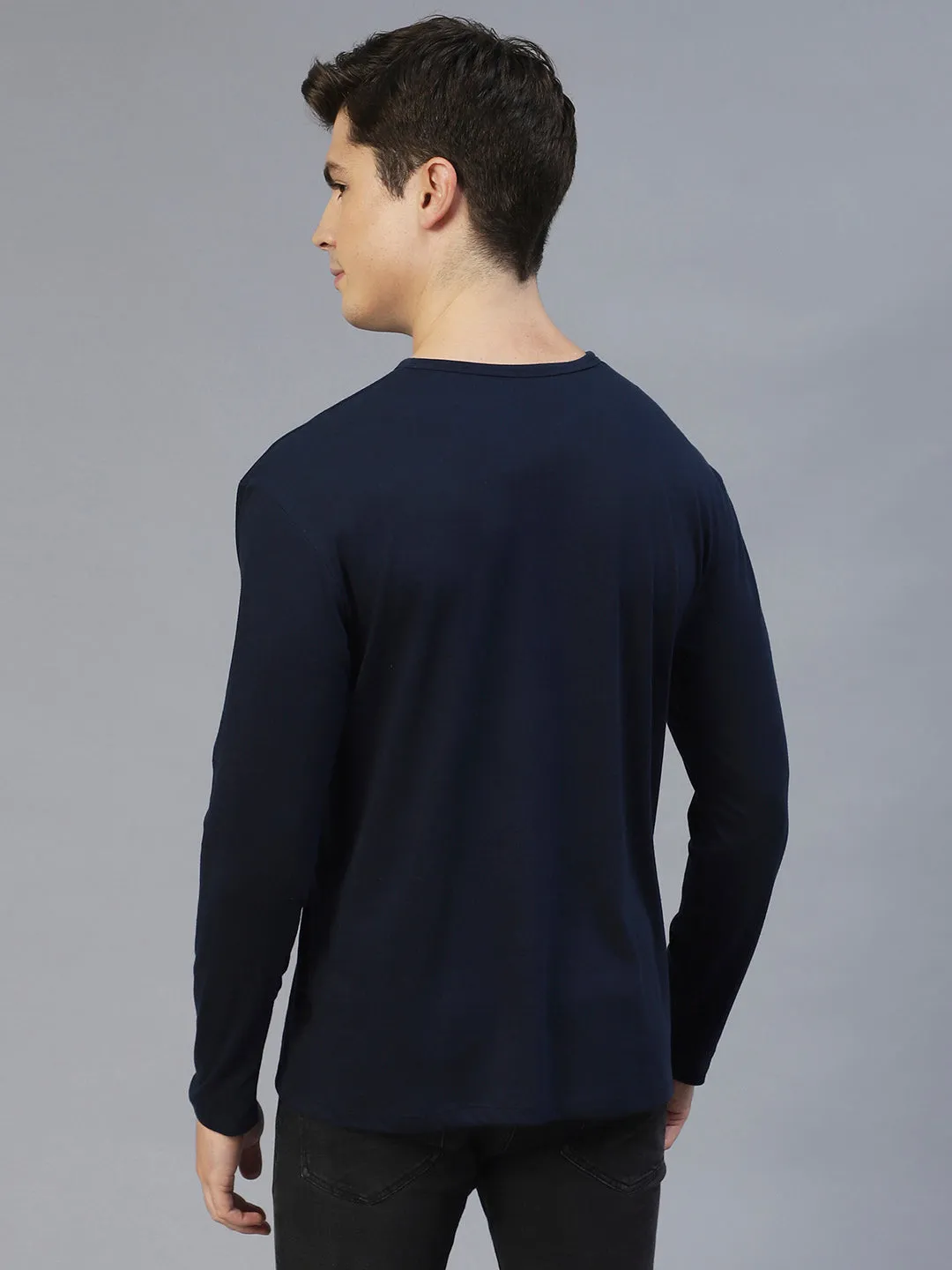 Navy Blue Printed Oversize T-Shirt