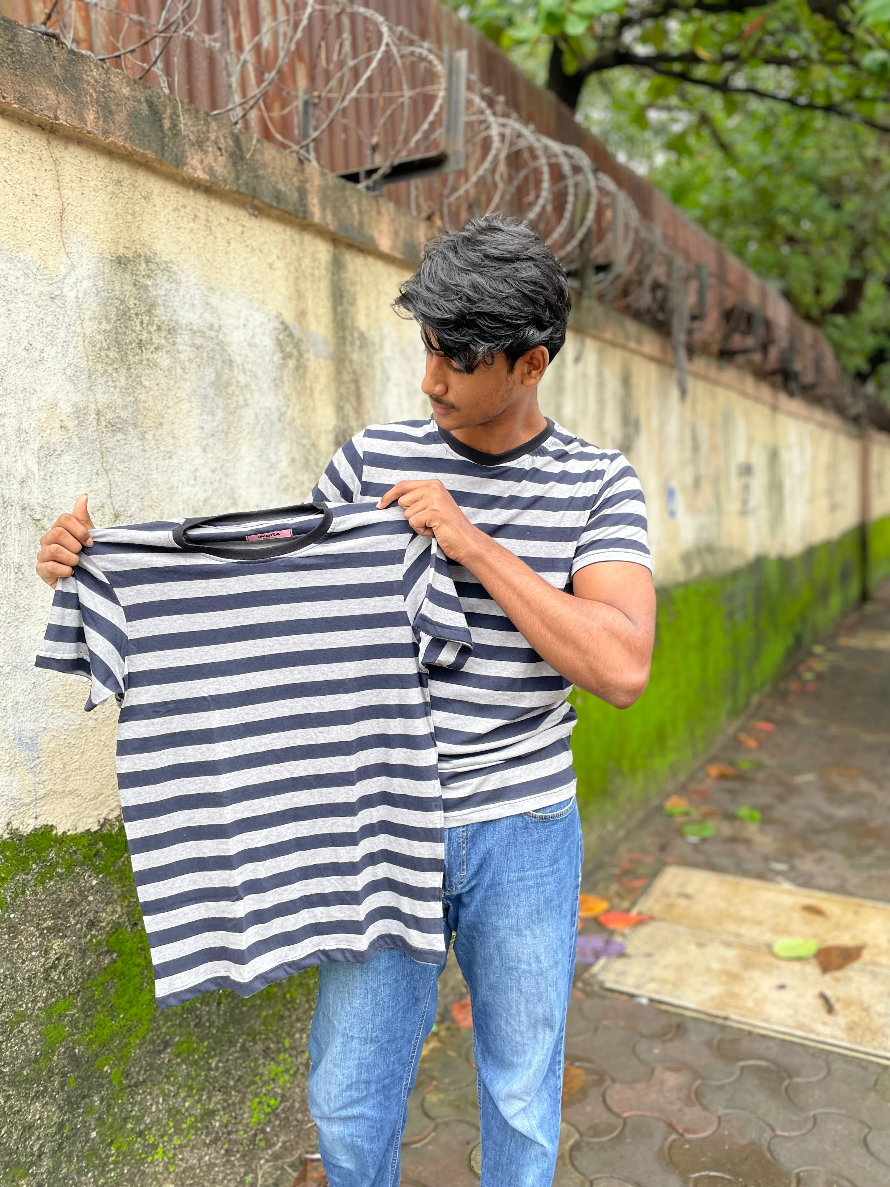 Navy/Grey Striped Tshirt