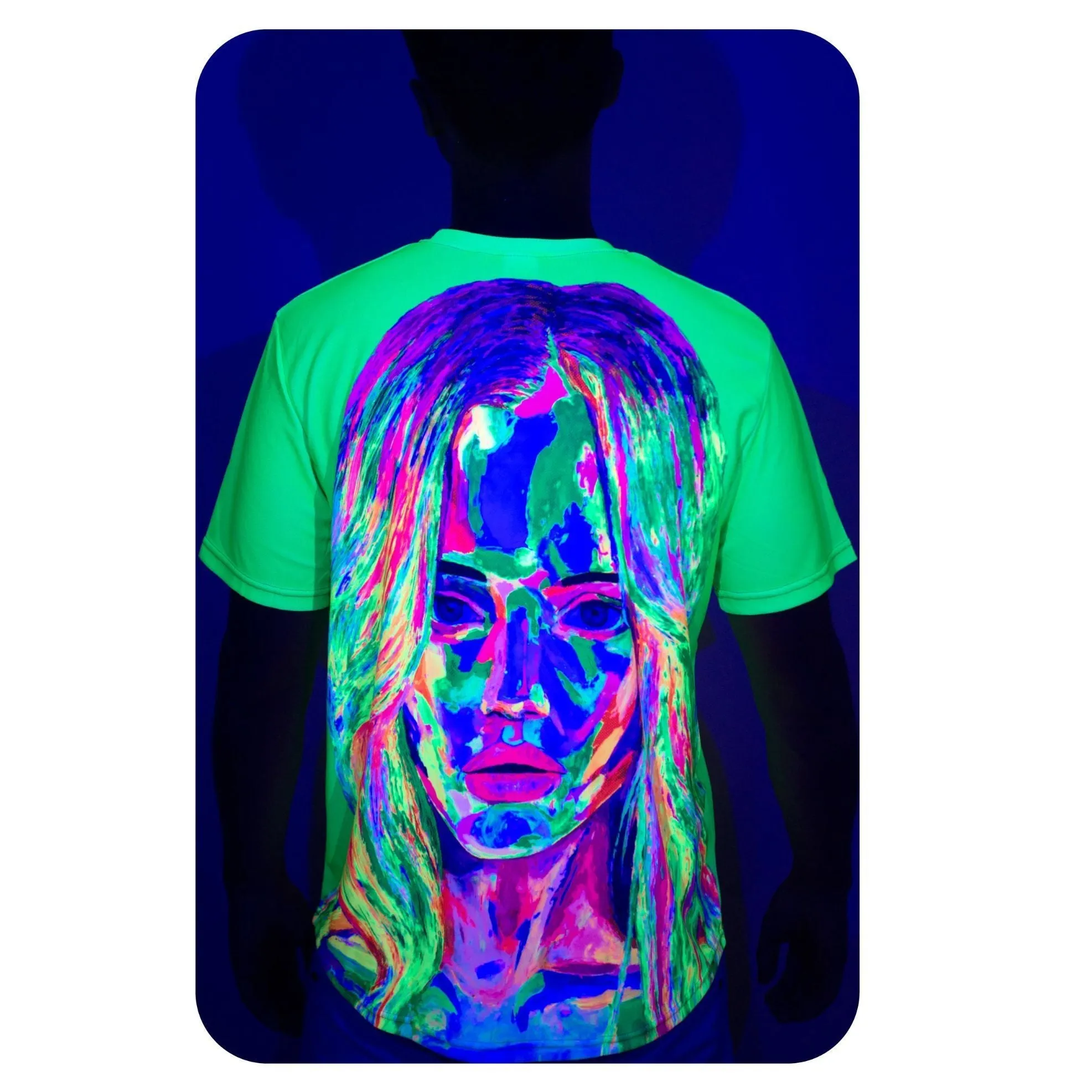 Neon Green T-Shirt Glow in Ultraviolet Fluorescent Obramovich