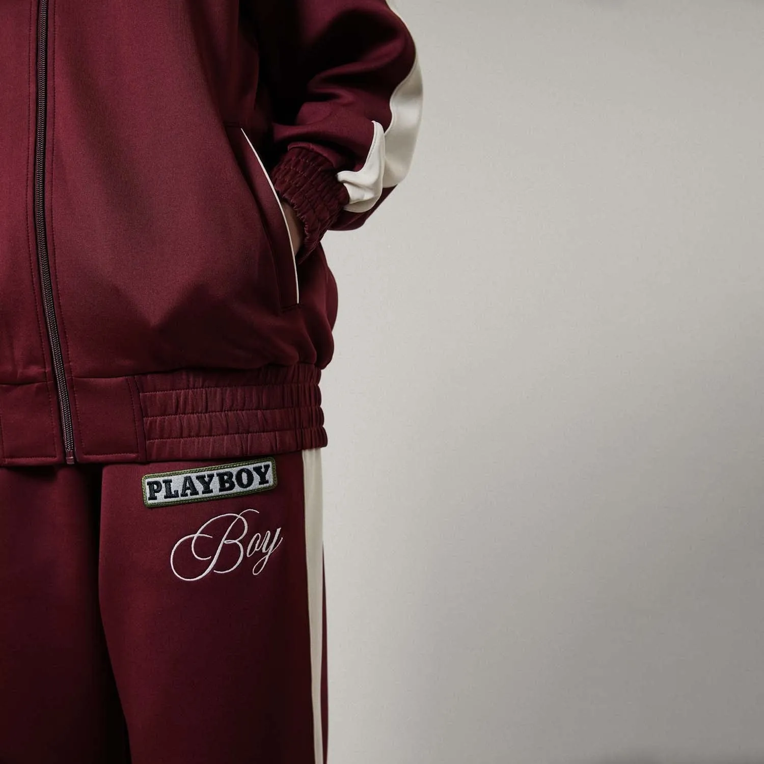 PLAYBOY X BOY WIDE LEG NYLON TRACK PANTS - PORT