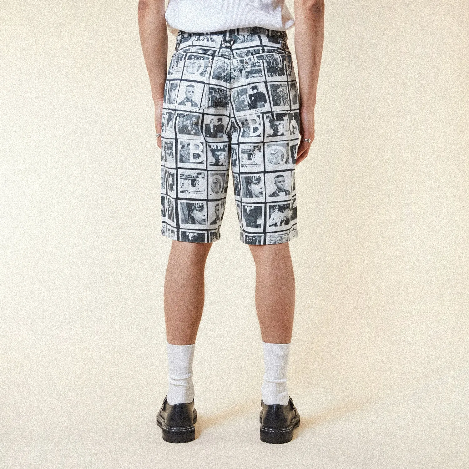 POLAROID MEMORIES DENIM SHORTS - BLACK/WHITE