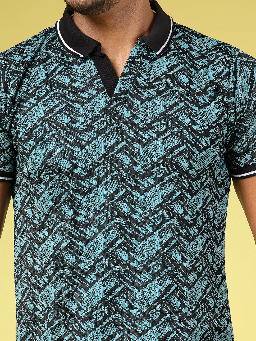 Polyester Abstract Print Polo T-Shirt