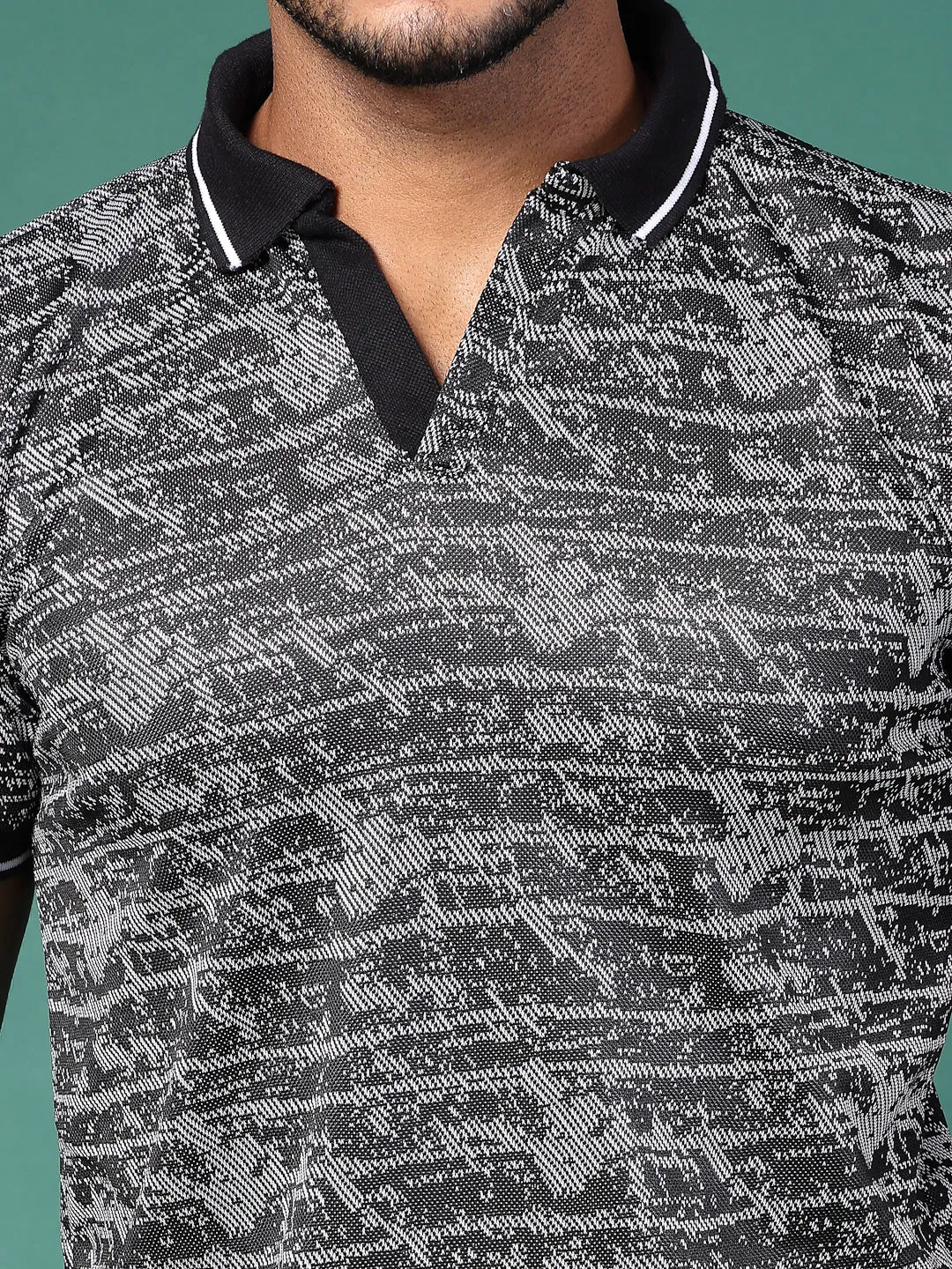 Polyester Abstract Print Polo T-Shirt