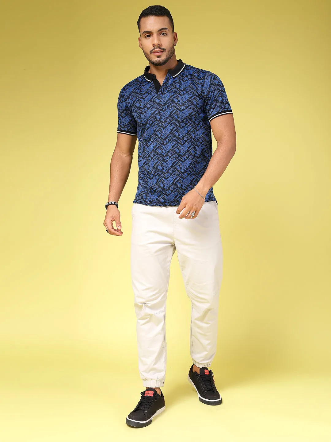 Polyester Abstract Print Polo T-Shirt