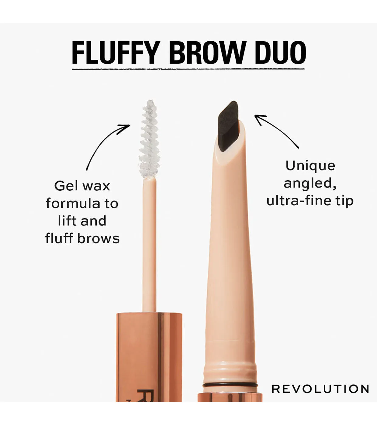 Revolution - Lápiz de cejas Fluffy Brow Filter Duo - Granite