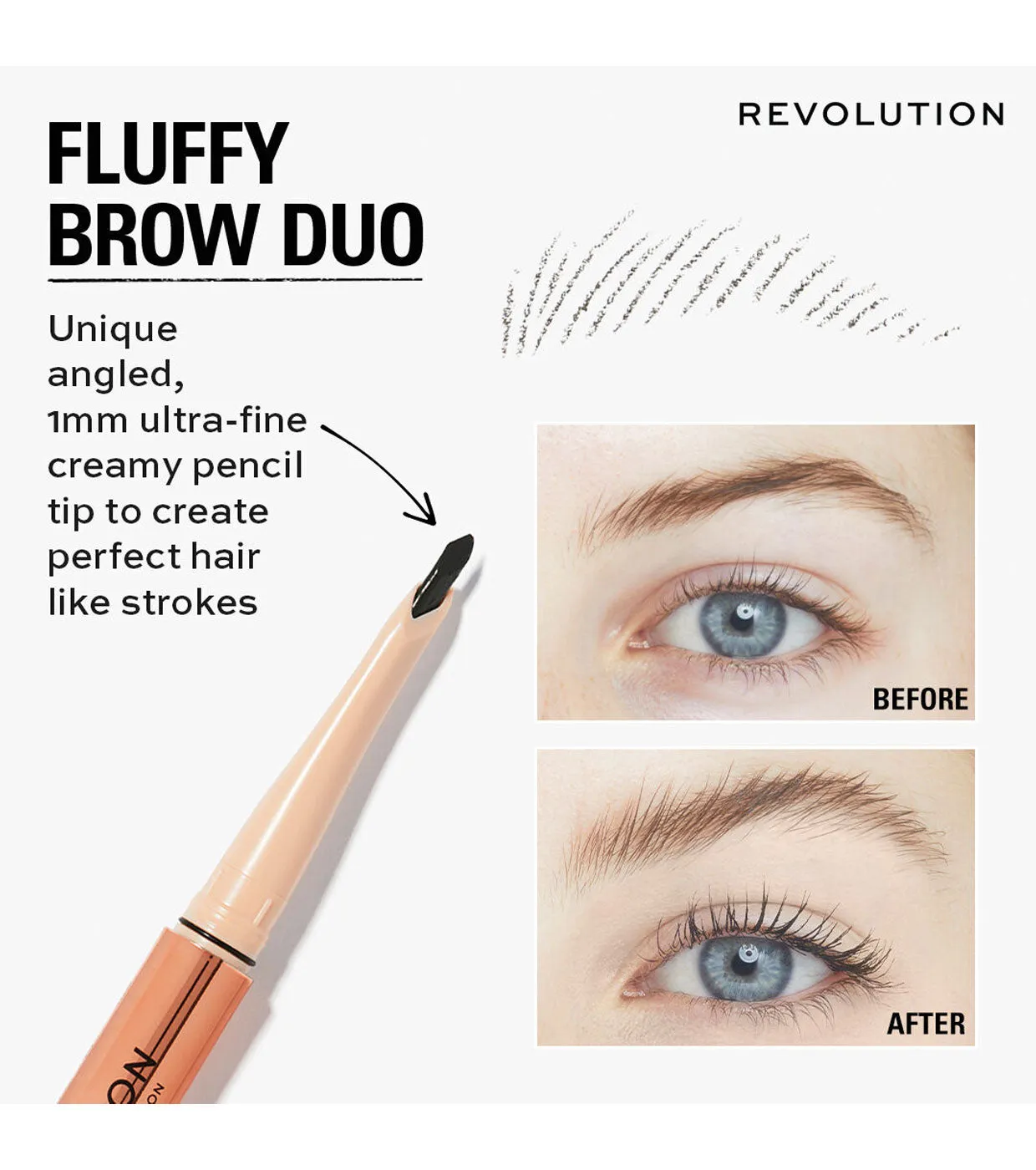 Revolution - Lápiz de cejas Fluffy Brow Filter Duo - Granite