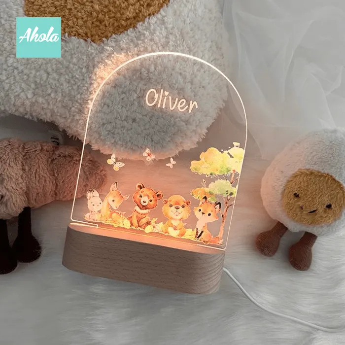 【Safari】Luminous Animal Acrylic Board Night Light 動物圖案名字亞加力小夜燈