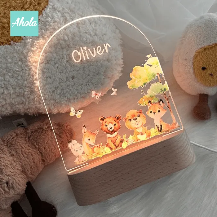 【Safari】Luminous Animal Acrylic Board Night Light 動物圖案名字亞加力小夜燈