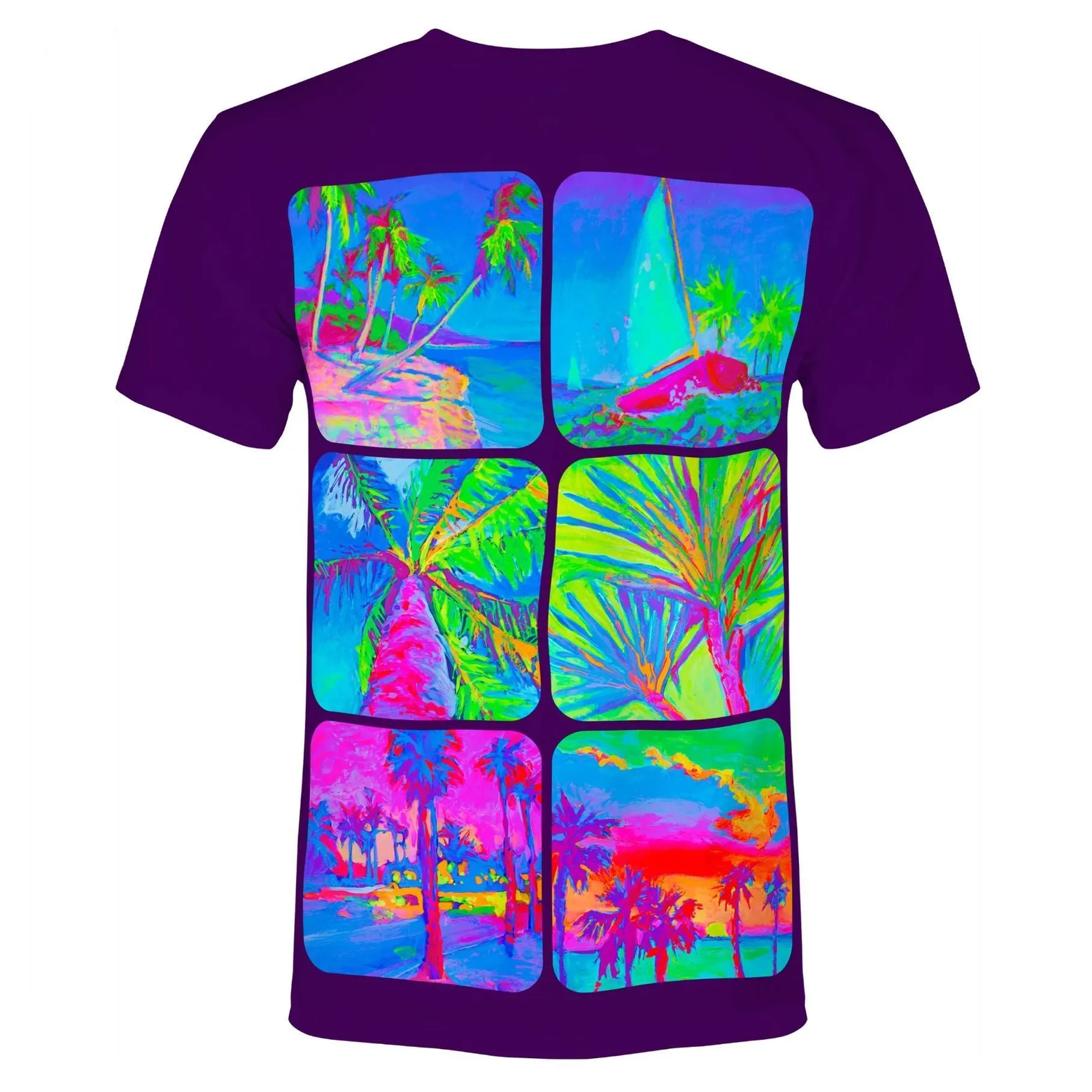 Shirts With Palms Glow in UV Fluorescent Neon Design