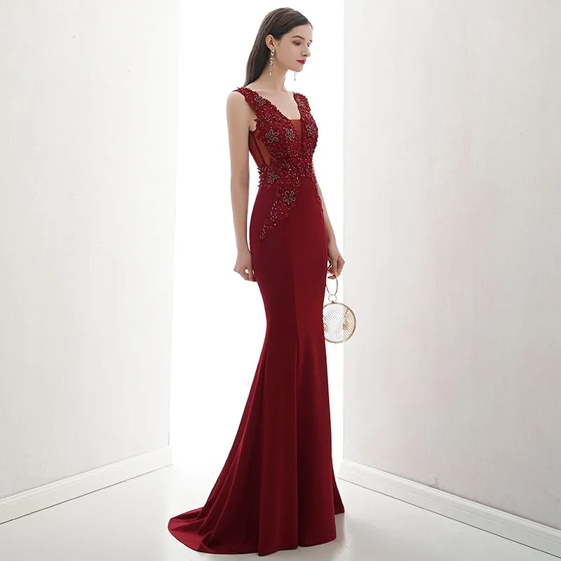 The Jaymee Red Mermaid Gown