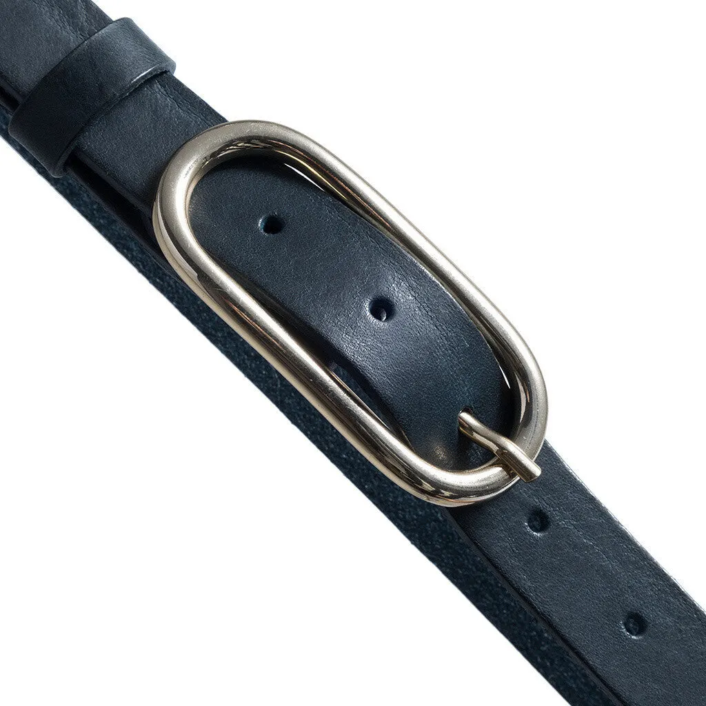 Timeless narrow belt in delicious leather quality / 16086 -  Dark blue