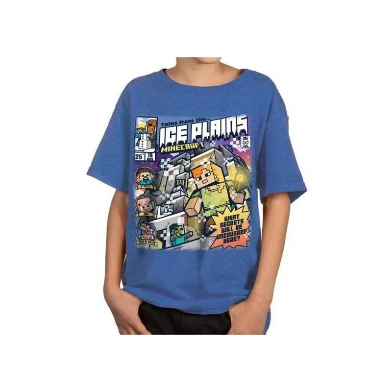 Tricou cu maneca scurta pentru copii, Minecraft Tales from the Ice Plains  - Light Blue